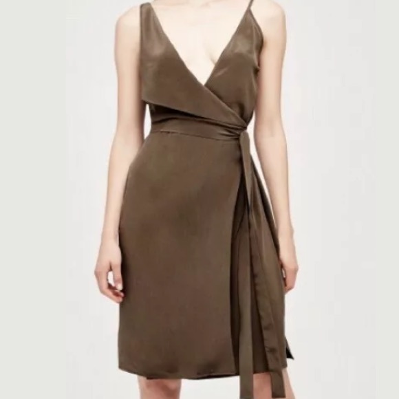 olive wrap dress
